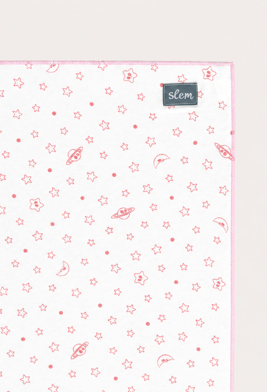 Printed Embroidered Baby Bath Towel in Pink