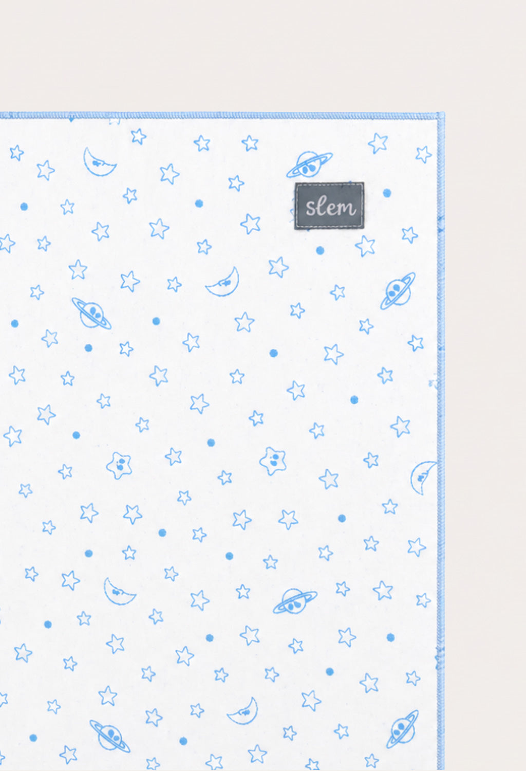 Printed Embroidered Bath Towel in Blue