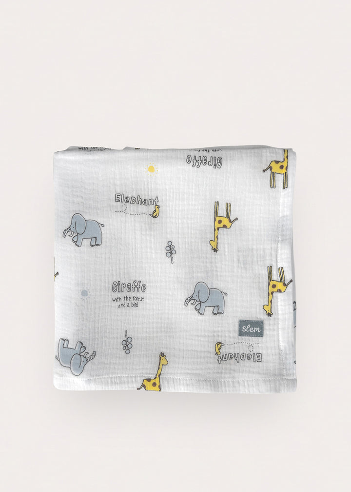 Muslin Swaddle Blanket in Tiny Jungle