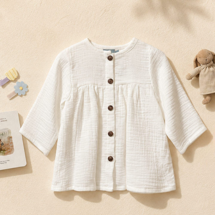 Dorothy Long Sleeve Dress in Dove White